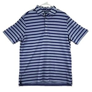 Stitch Golf Polo Shirt Mens Medium‎ Blue White Stripe Performance Short Sleeve